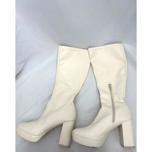 Elegant Cream Heeled Boots